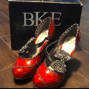 BKE Red and Black Bowtie Studded Heels